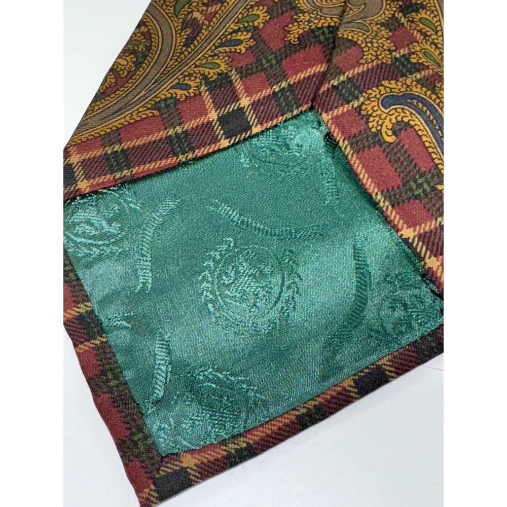 Tommy Hilfiger NECK TIE, 100% Italian Silk, Dark Red/Green/Paisley, Made in USA - Picture 6 of 6
